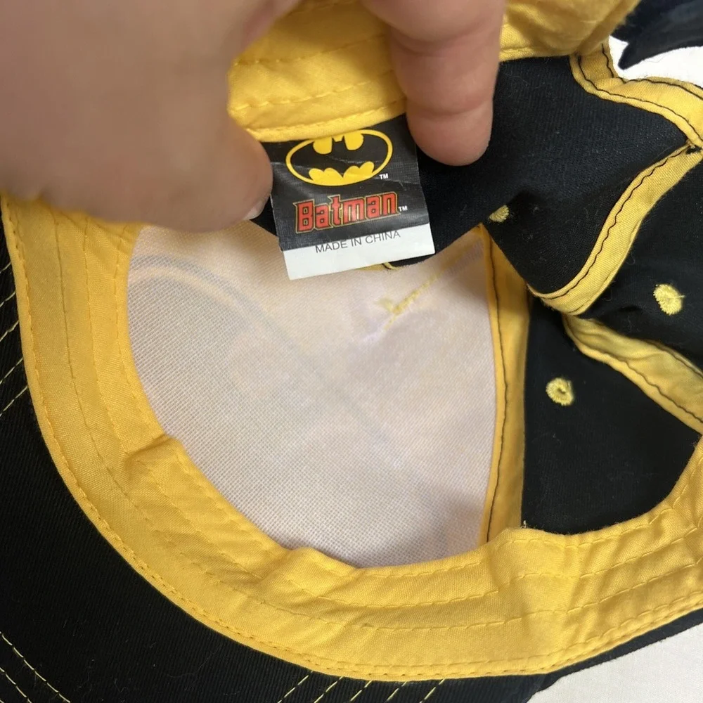 Batman Baseball Cap Kids One Size Black Yellow Cotton Blend Superhero Adjustable
